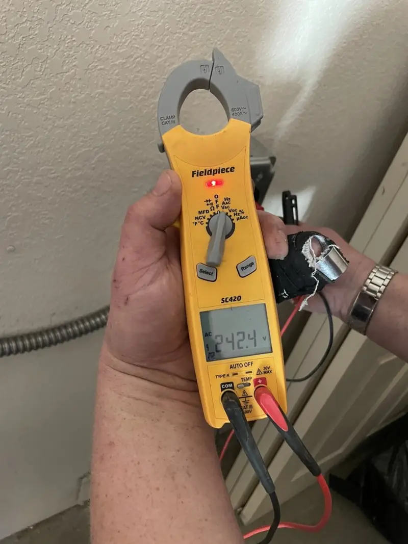 Voltage testing with clamp meter during Generator Installation in Mehlville
